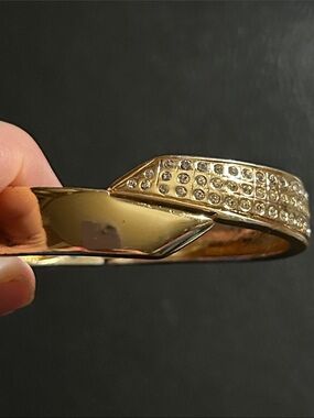 Gold Crystal Accent Bangle Bracelet